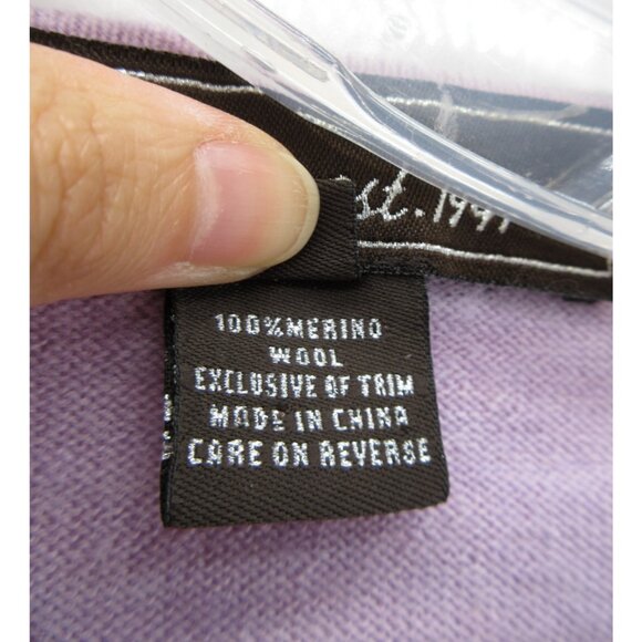 Coach Sweater Large Purple Merino Wool Cardigan Silver Buttons - Picture 9 of 10